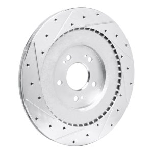 Genesis G80 Brake Rotor (1) - Rear Right - R1 Concepts - Drilled & Slotted - Silver - `21-`26